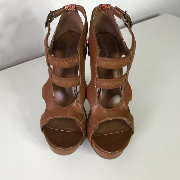 CALL IT SPRING High heel Platform Brown Sandals with Snake Print - Picture 2 of 6